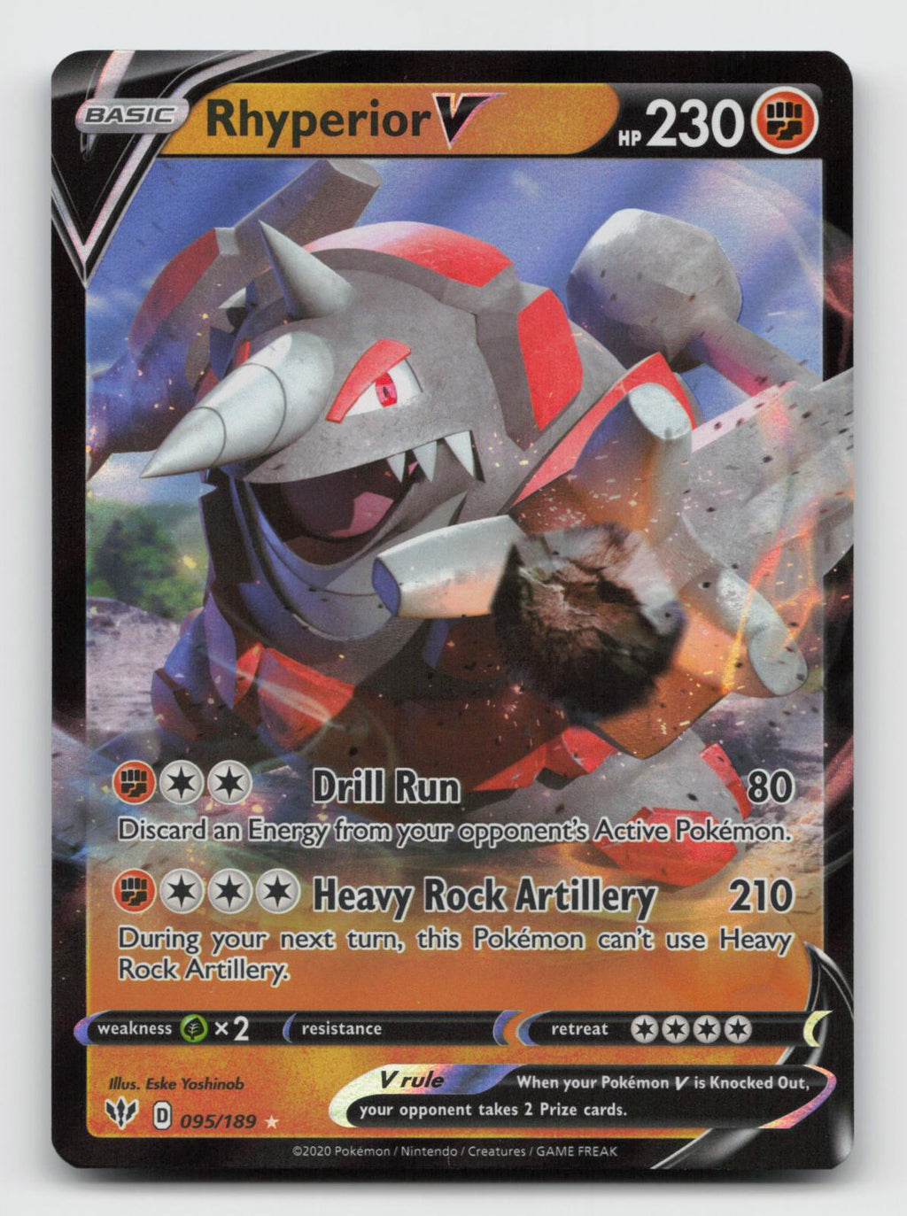 Rhyperior V 095/189 Holo V Rare Darkness Ablaze Pokemon Near Mint
