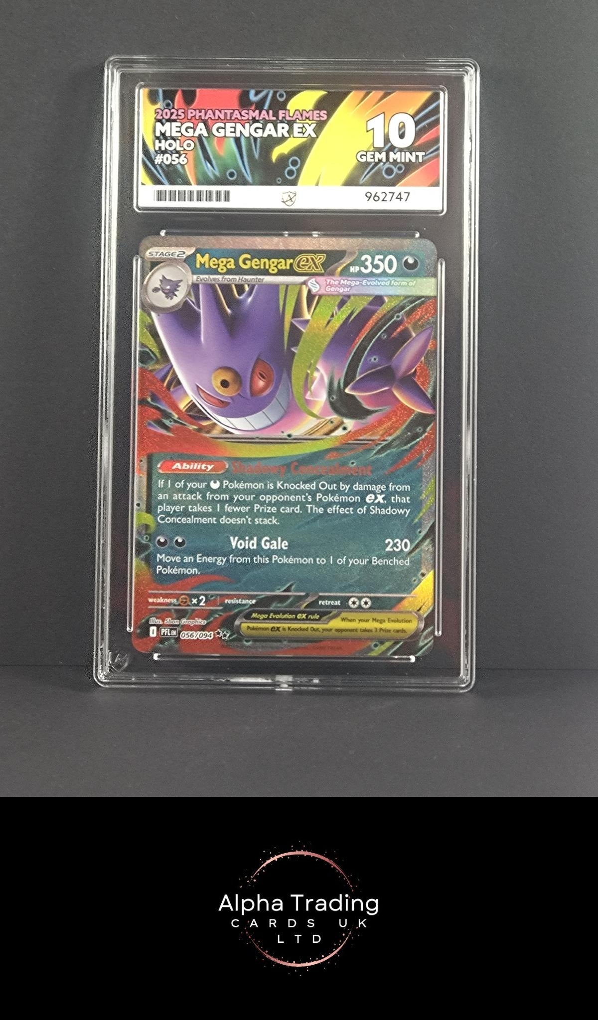 Mega Gengar EX 056/094 ACE Phantasmal Flames Pokemon ACE 10 Gem Mint