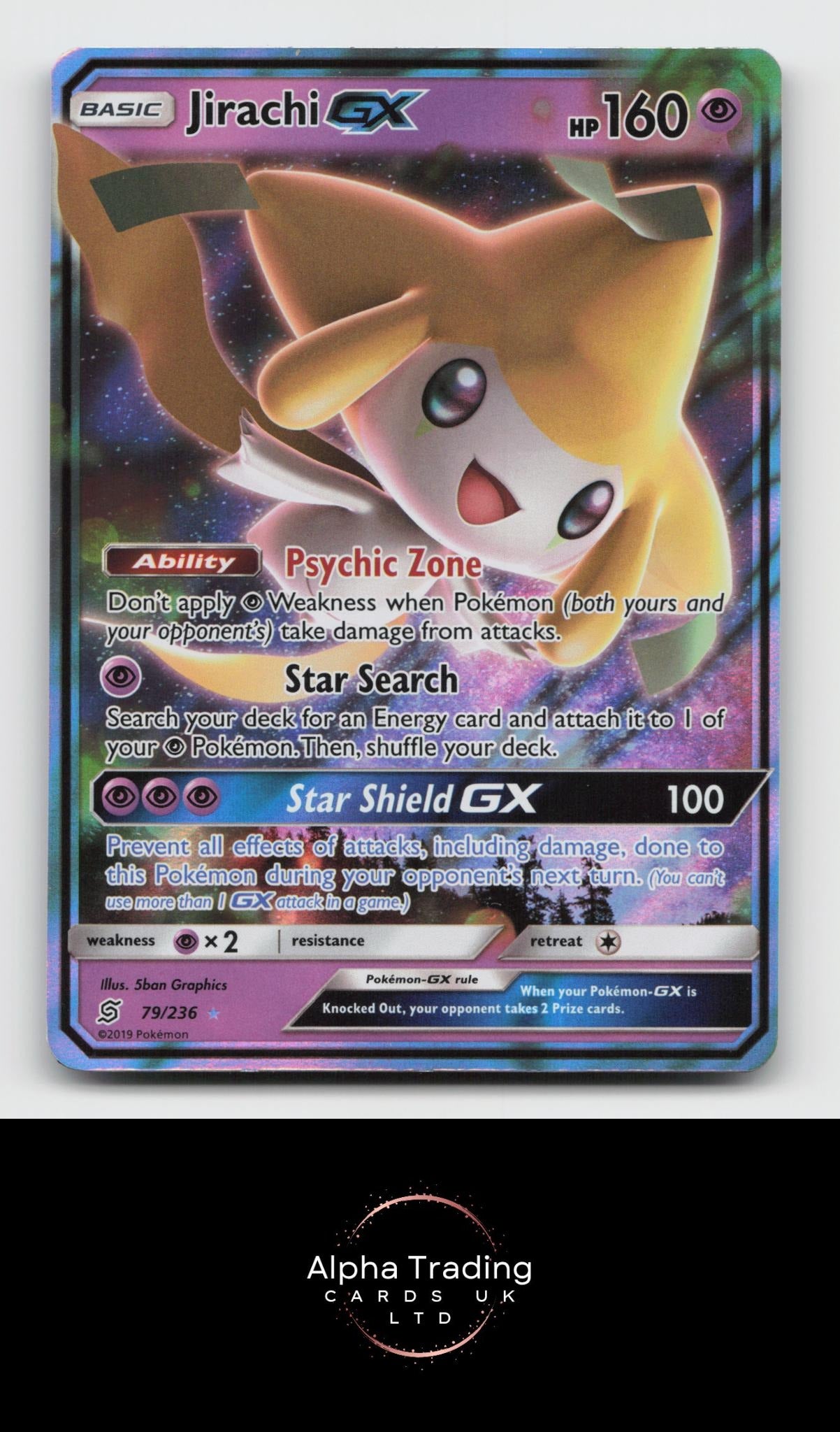 Jirachi GX 79/236 Holo GX Rare Unified Minds Pokemon Near Mint