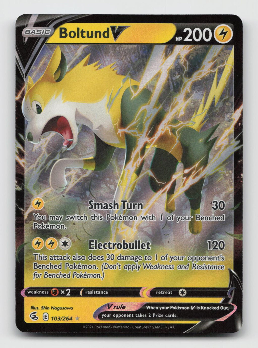 Boltund V 103/264 Holo Ultra Rare Fusion Strike Pokemon Near Mint