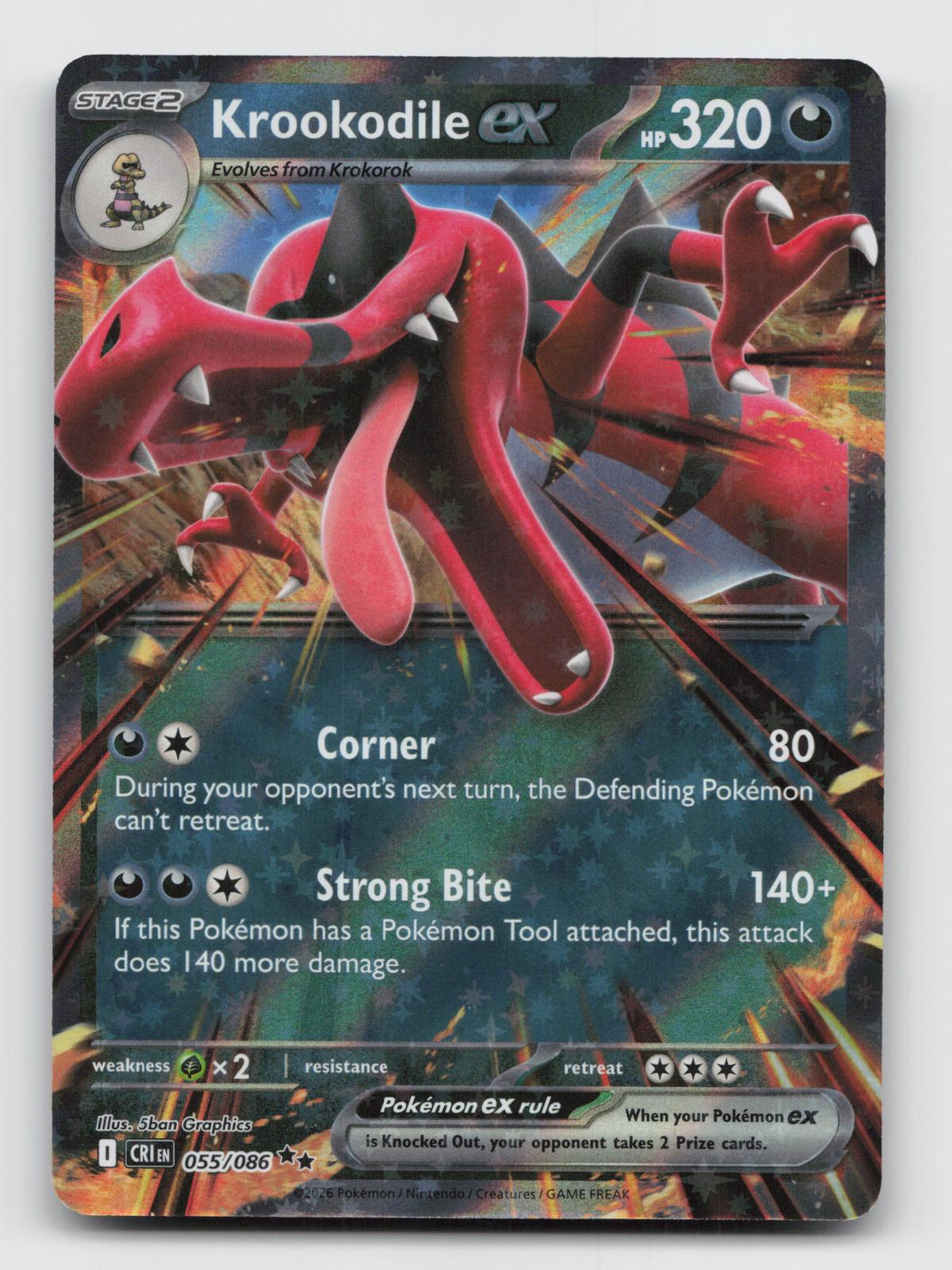 Krookodile ex 055/086 Double Rare Chaos Rising Pokemon Holo Near Mint