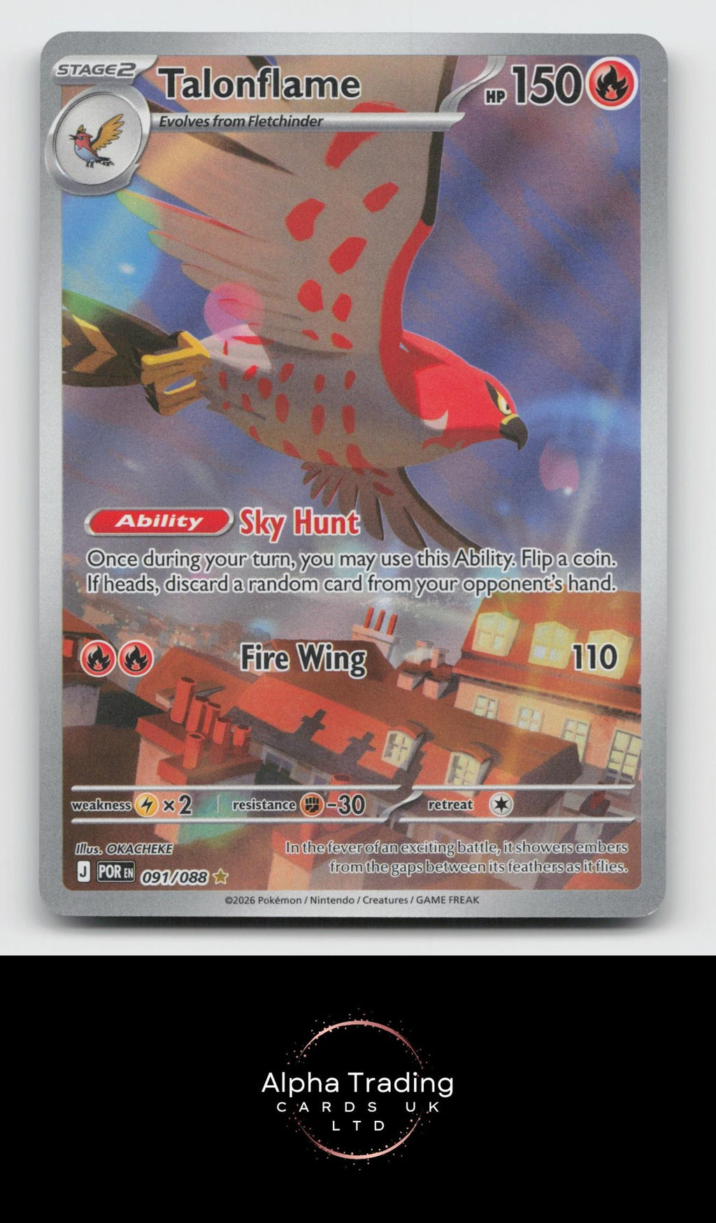 Talonflame 091/088 Holo Illustration Rare Perfect Order Pokemon Near Mint
