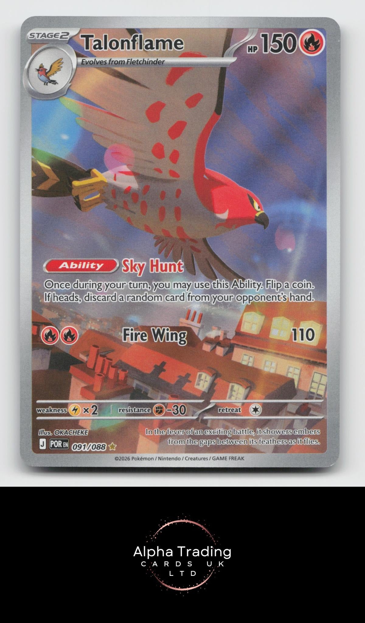 Talonflame 091/088 Holo Illustration Rare Perfect Order Pokemon Near Mint