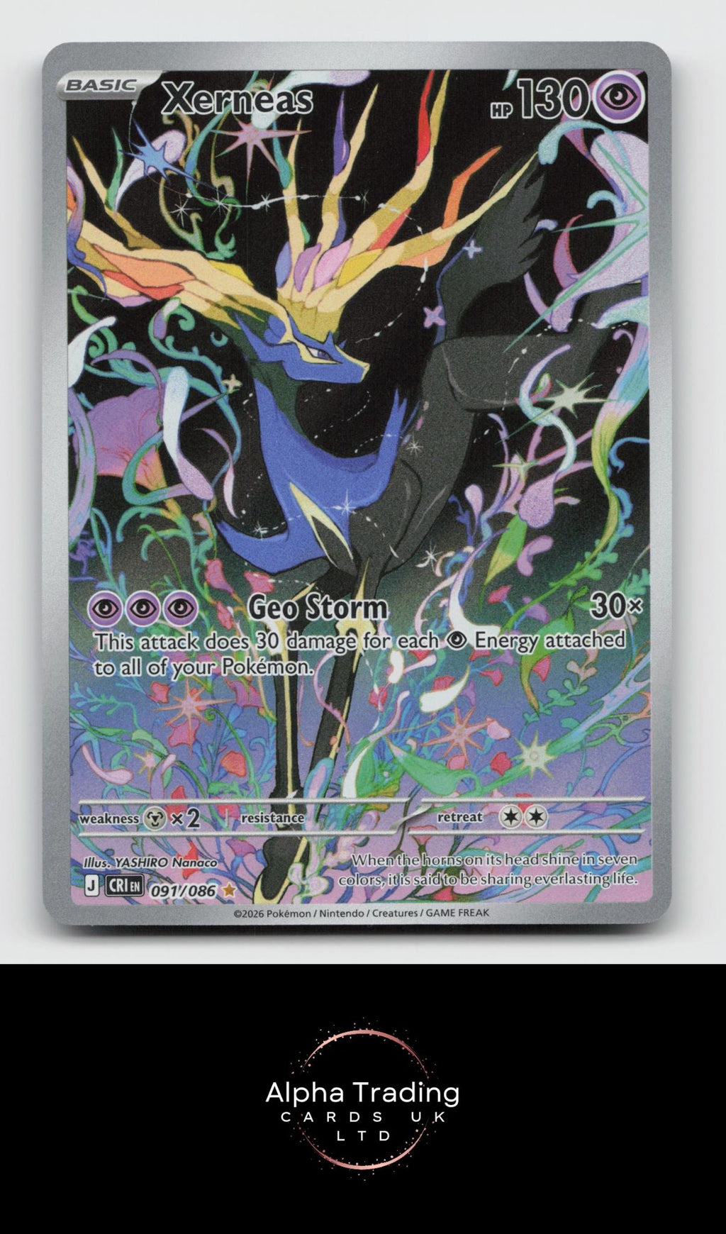 Xerneas 091/086 Holo Illustration Rare Chaos Rising Pokemon Near Mint