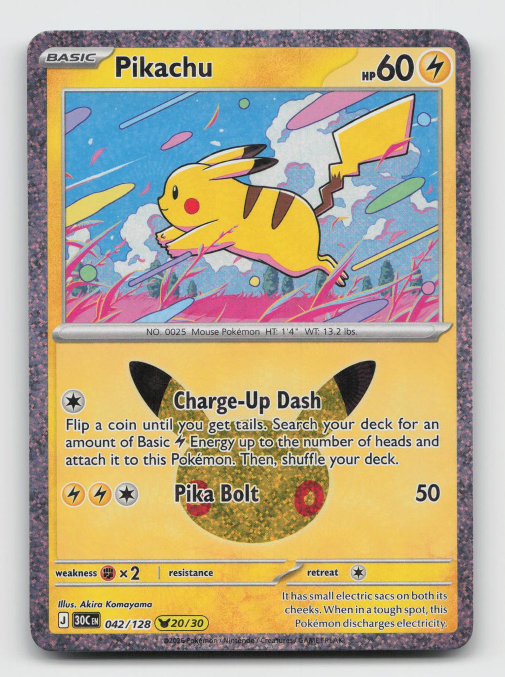 Pikachu 042/128 Holo Pikachu Rare ME: 30th Celebration Pokemon Near Mint