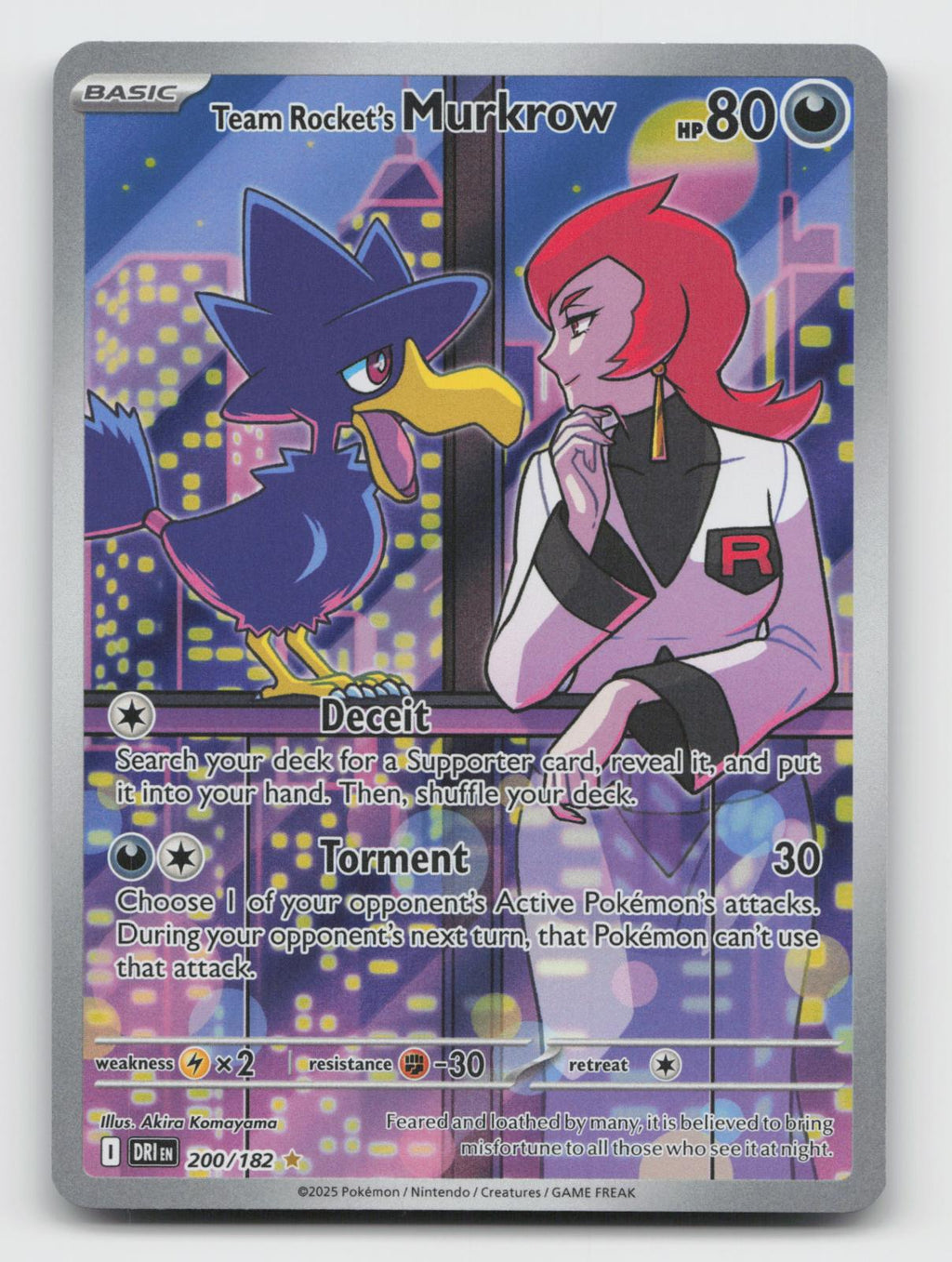 Team Rocket's Murkrow 200/182 Illustration Rare Destined Rivals Pokemon Holo NM