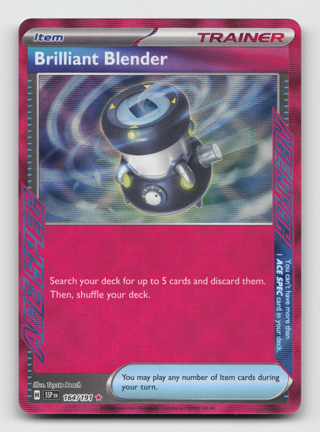 Brilliant Blender 164/191 ACE SPEC Surging Sparks Pokemon Holo Near Mint