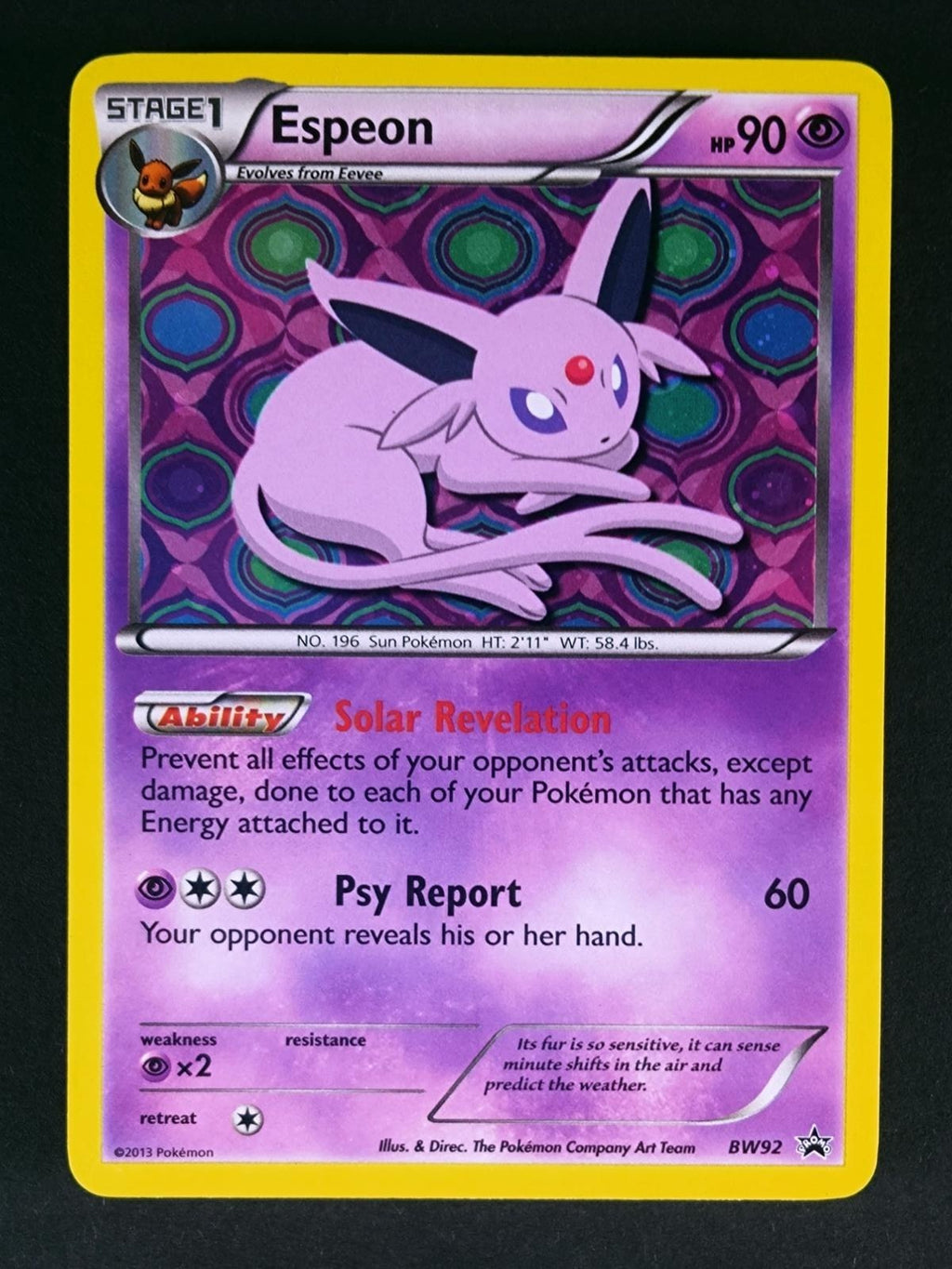 Espeon BW92 Holo Promo Black And White Promo Pokemon Holo Near Mint