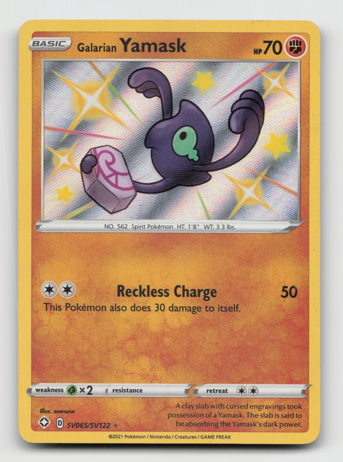 Galarian Yamask SV065/SV122 Shiny Rare Shining Fates Shiny Vault Pokemon Holo NM