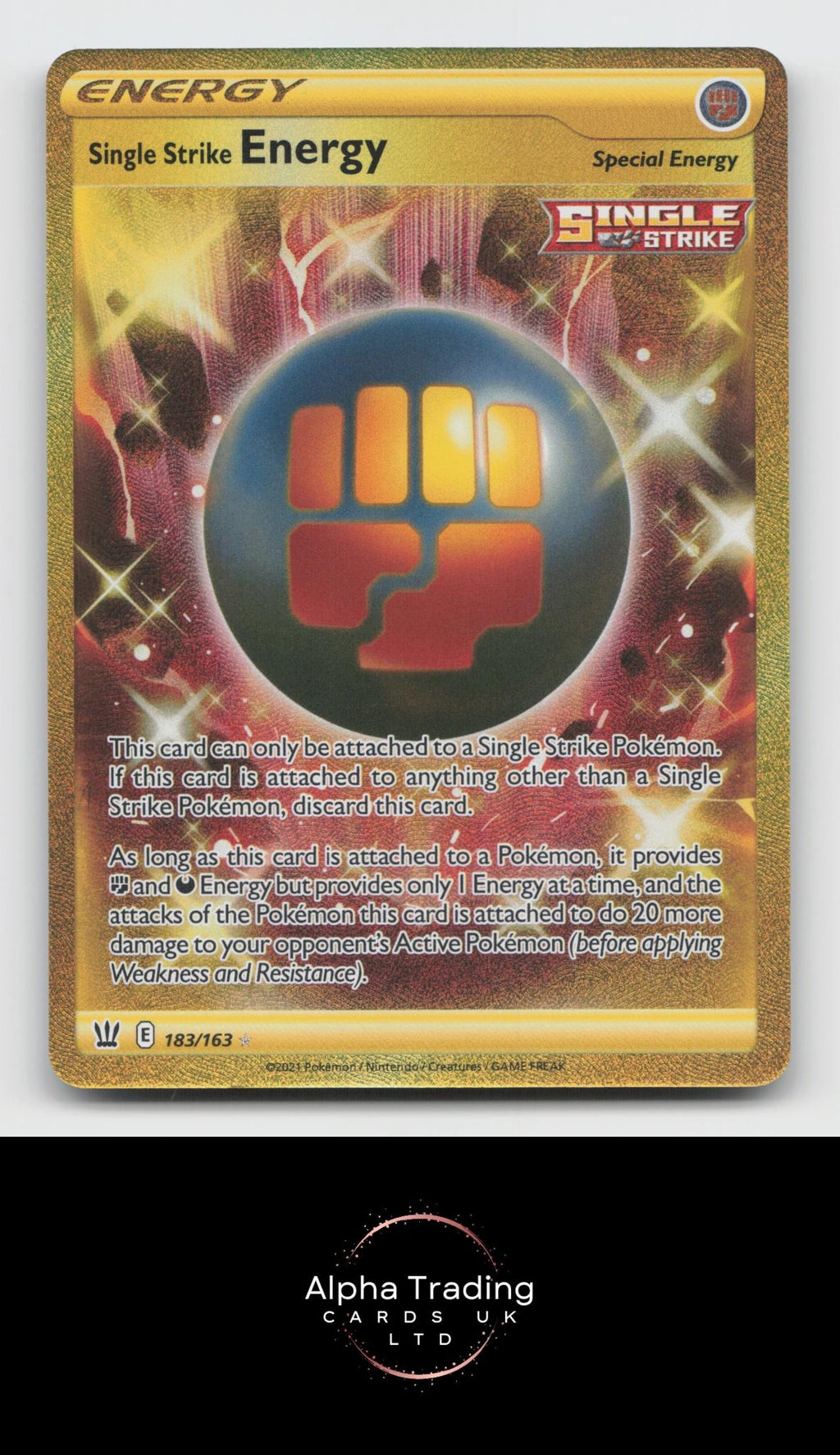 Single Strike Energy 183/163 Secret Rare Battle Styles Pokemon Holo Near Mint