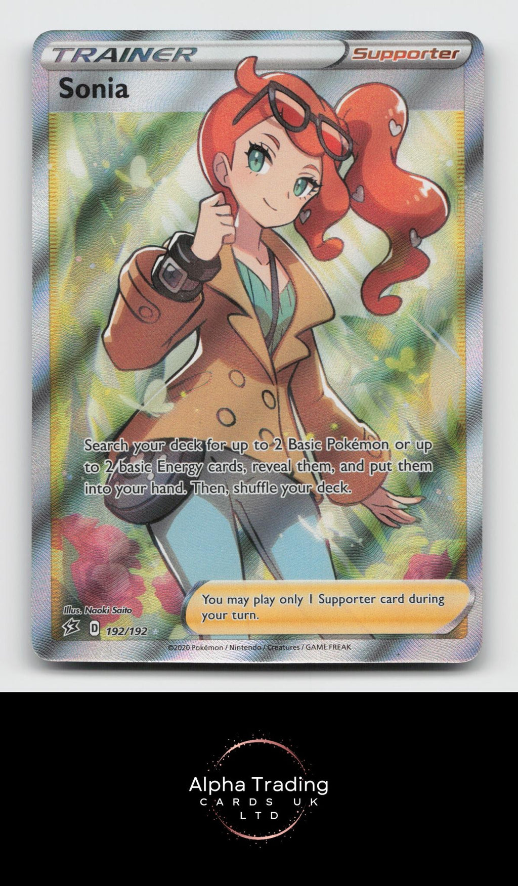 Sonia 192/192 Ultra Rare Rebel Clash Pokemon Holo Near Mint