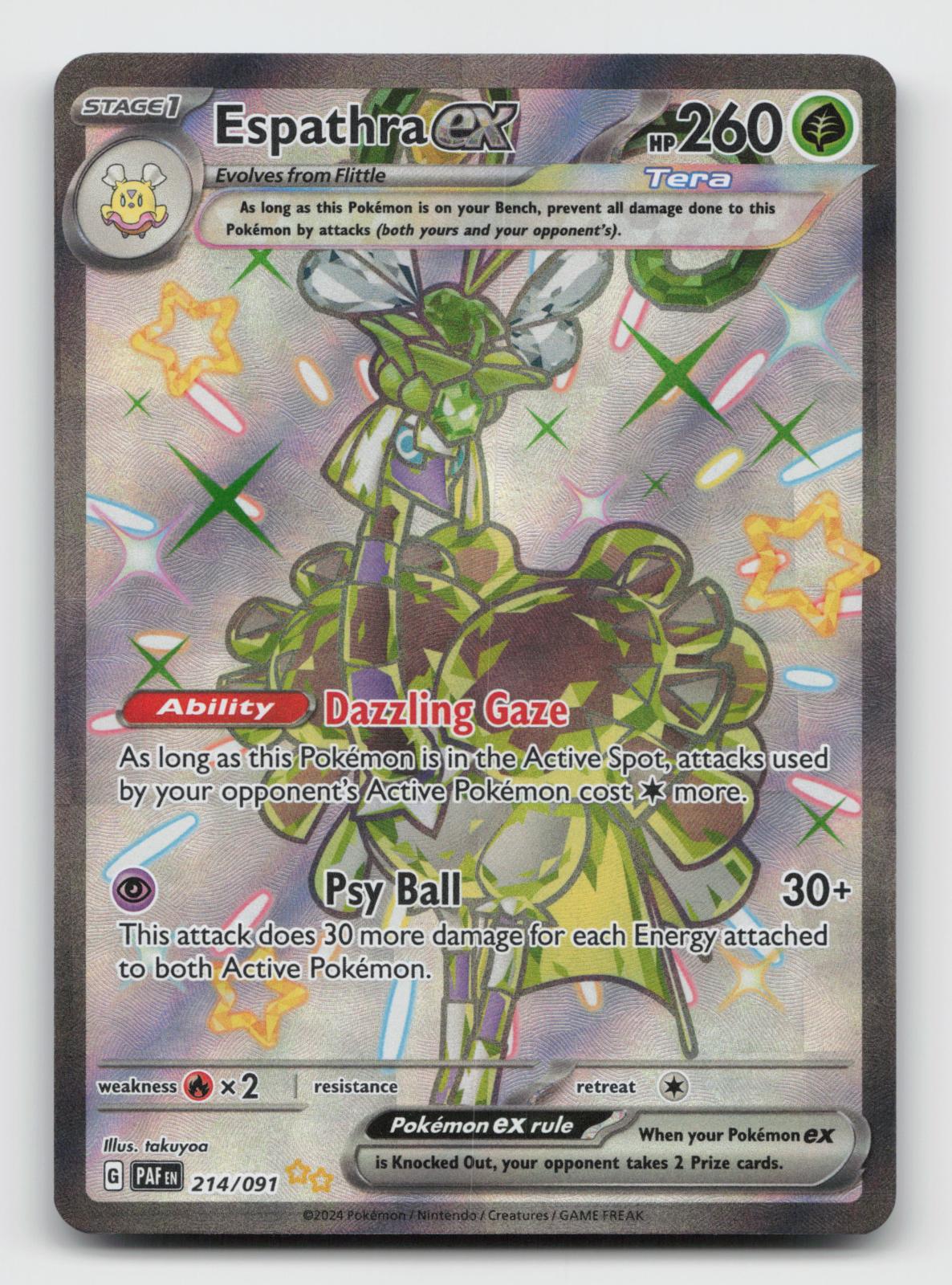 Espathra ex 214/091 Shiny Ultra Rare Paldean Fates Pokemon Holo Near Mint