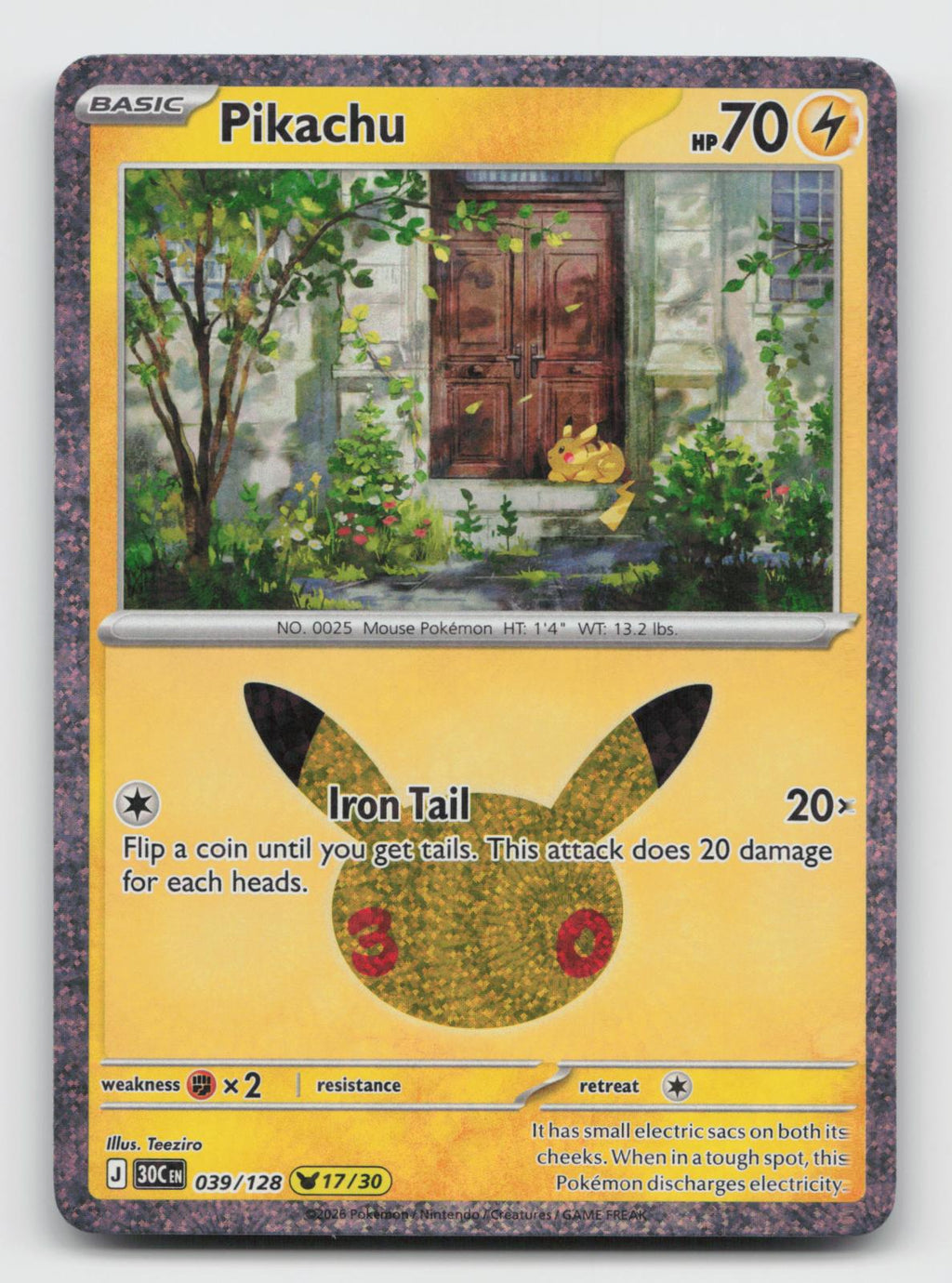 Pikachu 039/128 Holo Pikachu Rare ME: 30th Celebration Pokemon Near Mint