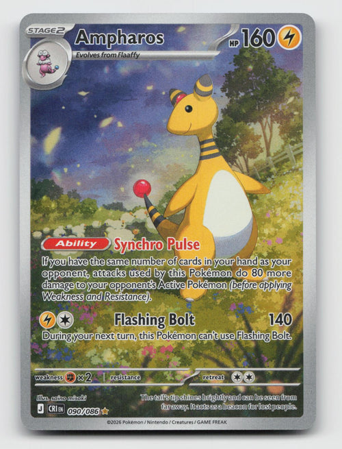 Ampharos 090/086 Holo Illustration Rare Chaos Rising Pokemon Near Mint
