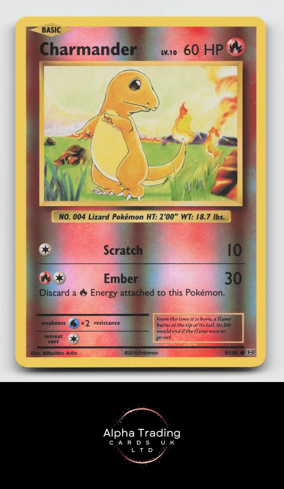 Charmander 9/108 Common Evolutions Pokemon Reverse Holo Near Mint