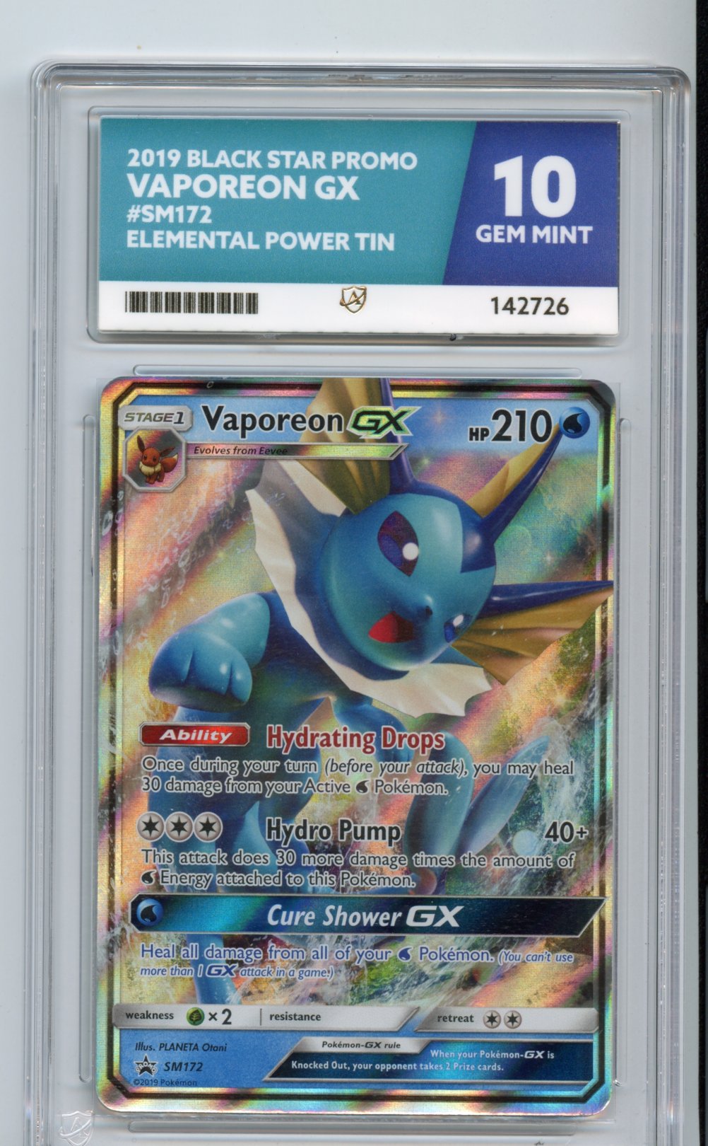 Vaporeon GX SM172 Ace Graded 10