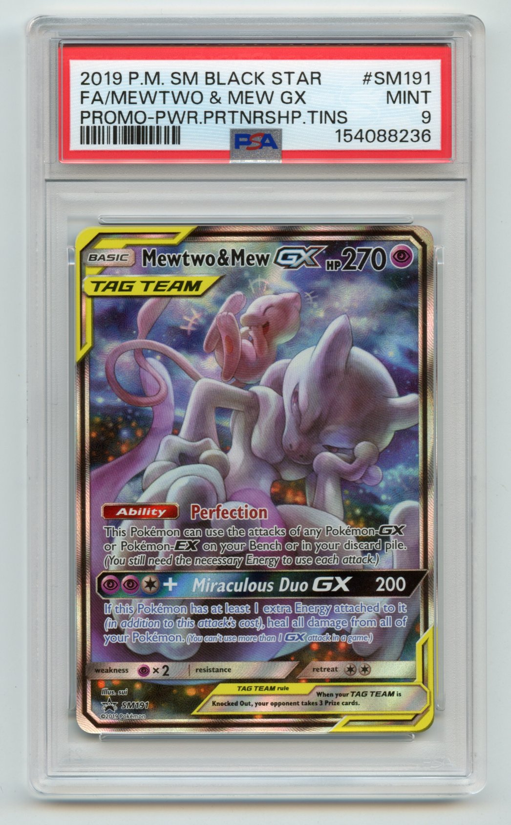 Mewtwo & Mew GX SM191 Promo PSA 9