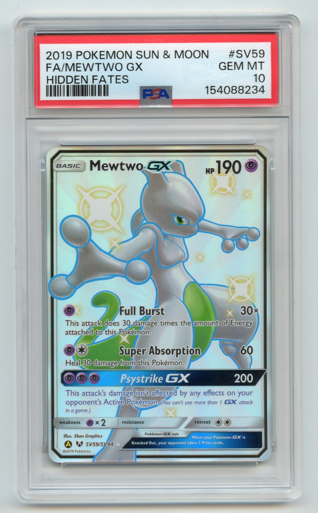 Mewtwo GX Hidden Fates SV59/SV94 PSA 10