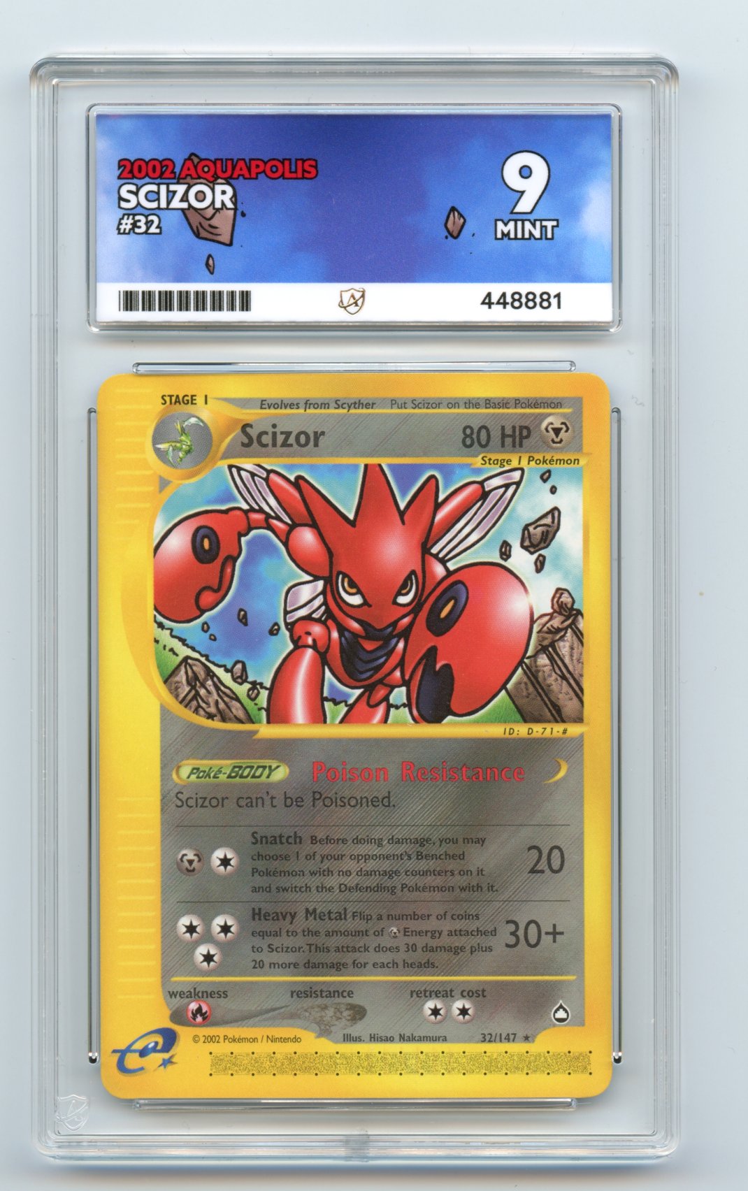 Scizor 32/147 Aquapolis ACE Graded Mint 9